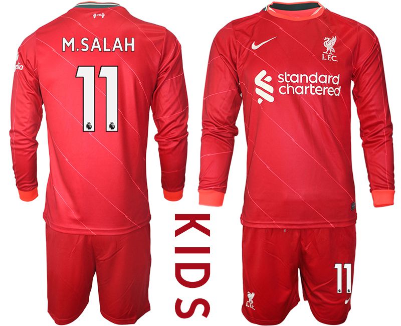 Youth 2021-2022 Club Liverpool home red Long Sleeve #11 Soccer Jersey->youth soccer jersey->Youth Jersey